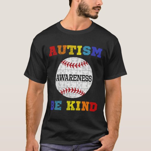 Puzzle Baseball Support Autisme Awareness T-shirt (Voorkant)