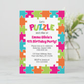 Puzzle Birthday Invitation | Puzzle Party Kaart (Staand voorkant)