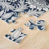 Puzzle - Blauw en wit ontwerp van het behangsel Legpuzzel (Zijkant)