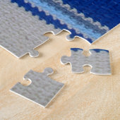 Puzzle - Blue Stripes in Crochet Legpuzzel (Zijkant)