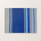 Puzzle - Blue Stripes in Crochet Legpuzzel (Horizontaal)