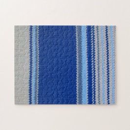 Puzzle - Blue Stripes in Crochet Legpuzzel