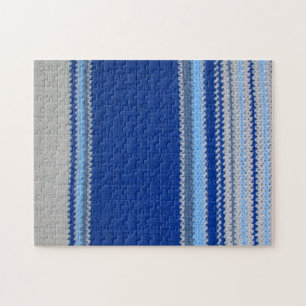 Puzzle - Blue Stripes in Crochet Legpuzzel