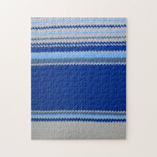 Puzzle - Blue Stripes in Crochet Legpuzzel (Verticaal)