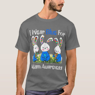 Puzzle Bunnies Paasdag Draag ik blauw voor autisme T-shirt