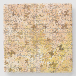 Puzzle Butterflies en Daisies-Browns van STaylor Stenen Onderzetter
