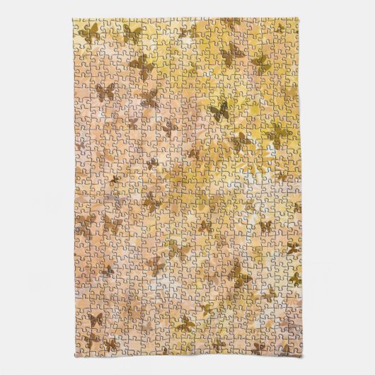 Puzzle Butterflies en Daisies-Browns van STaylor Theedoek (Verticaal)