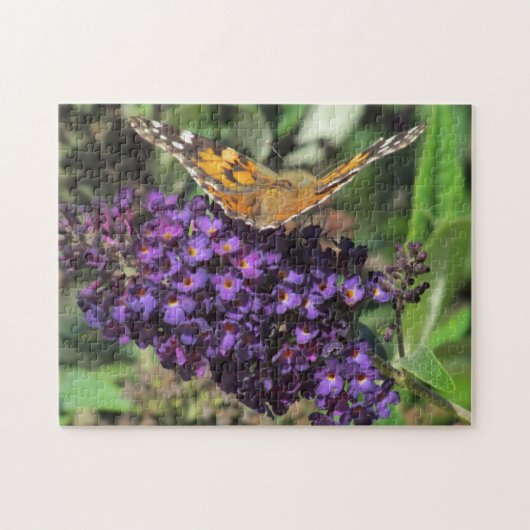 Puzzle - Butterfly op Paarse ventilator Legpuzzel (Horizontaal)