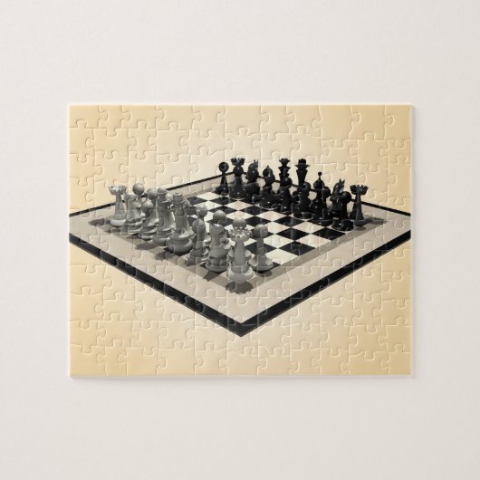 Puzzle: Chessboard and Chess Pieces Legpuzzel (Horizontaal)