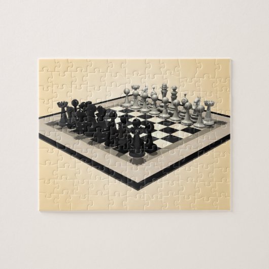 Puzzle: Chessboard and Chess Pieces Legpuzzel (Horizontaal)