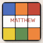 Puzzle Cube Game uit 1980, speciaal gepersonalisee Bier Onderzetter (Voorkant)