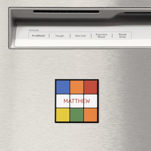 Puzzle Cube Game uit 1980, speciaal gepersonalisee Magneet (Insitu (Vaatwasser))