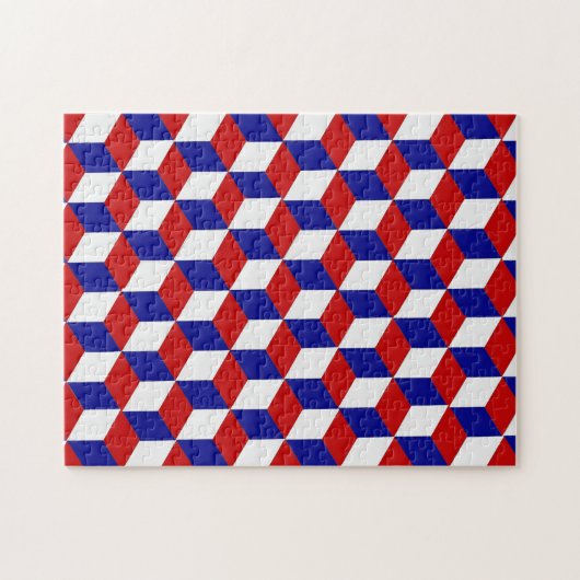 Puzzle - De illusie van het Blok in Rood, Wit, en Legpuzzel (Horizontaal)