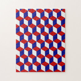 Puzzle - De illusie van het Blok in Rood, Wit, en Legpuzzel
