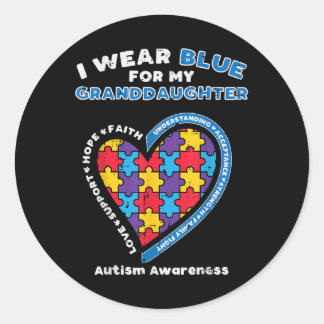 Puzzle Draag blauw voor kleindochter Autism Awaren Ronde Sticker