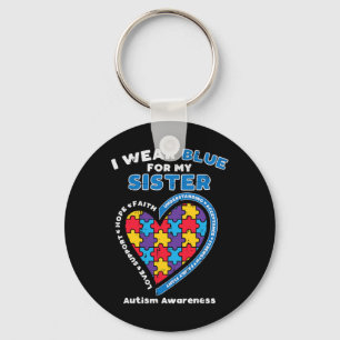 Puzzle Draag blauw voor mijn zuster Autism Awarene Sleutelhanger