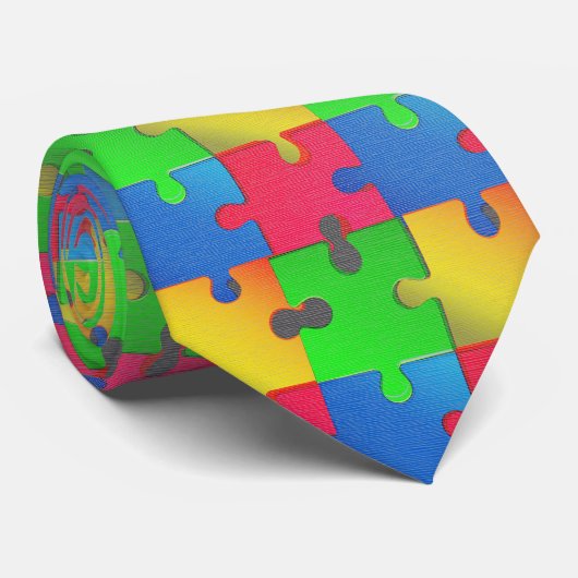 Puzzle Eenheid – Kleurrijke Chaos Stropdas (Opgerold)