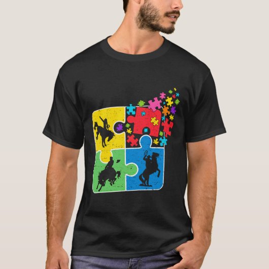 Puzzle Equestrian Support Autism Awareness Mannen  T-shirt (Voorkant)