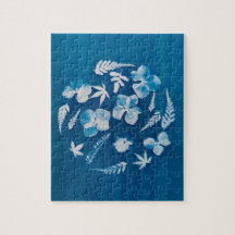 Puzzle fleuri Cyanotype - Voorjaarslucht