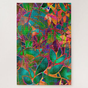 Puzzle Floral Abstract Glas in lood Legpuzzel