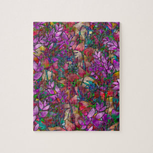 Puzzle Floral Abstract Glas in lood Legpuzzel