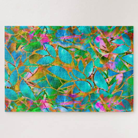 Puzzle Floral Abstract Glas in lood Legpuzzel (Horizontaal)