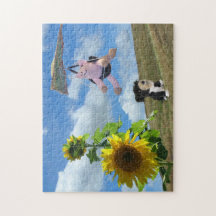 Puzzle - Flying Pig and Dog on Hill