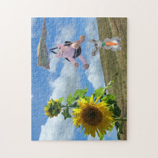 Puzzle - Flying Pig and Rabbit on Hill Legpuzzel (Verticaal)