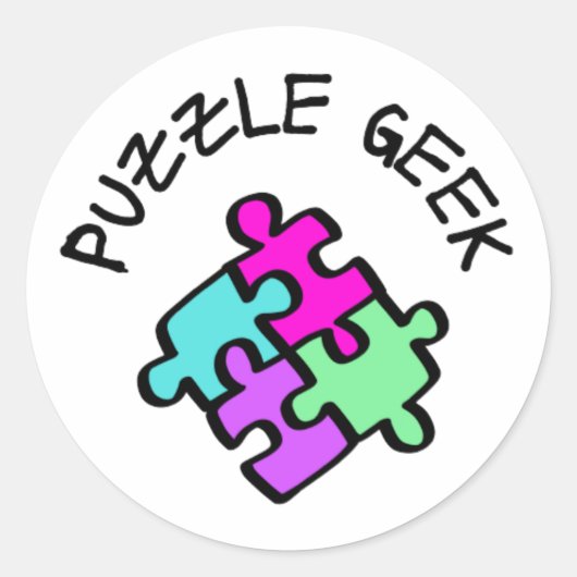 Puzzle Geek Ronde Sticker (Voorkant)
