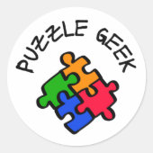 Puzzle Geek Ronde Sticker (Voorkant)