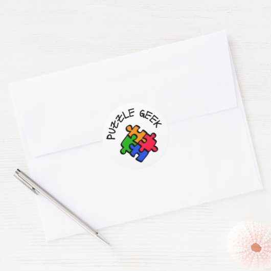 Puzzle Geek Ronde Sticker (Envelop)