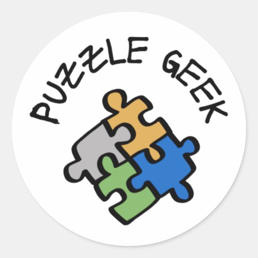 Puzzle Geek Ronde Sticker (Voorkant)