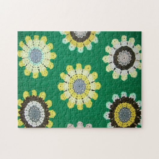 Puzzle - Gele Daisies in Crochet Legpuzzel (Horizontaal)