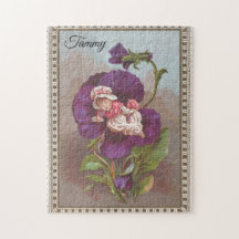 PUZZLE Gepersonaliseerde Vintage Paarse Viooltje S
