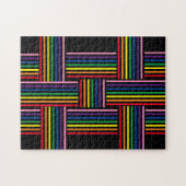 Puzzle - geweven regenbooggekleurde linten legpuzzel (Horizontaal)
