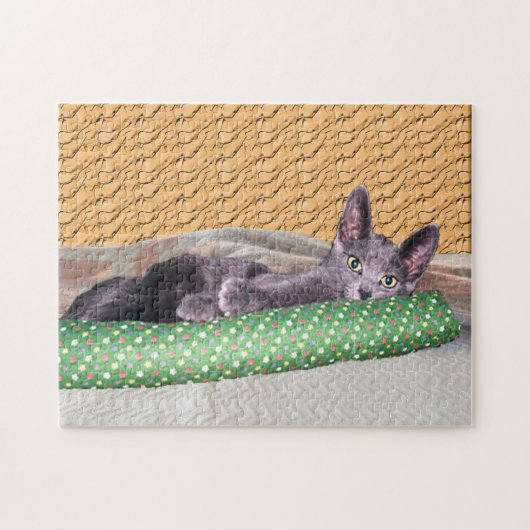Puzzle - Grijze kat met Speelgoed Legpuzzel (Horizontaal)