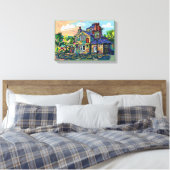 Puzzle Hall Inn, Sowerby Bridge Kunstprint Canvas Afdruk (Insitu (Slaapkamer))