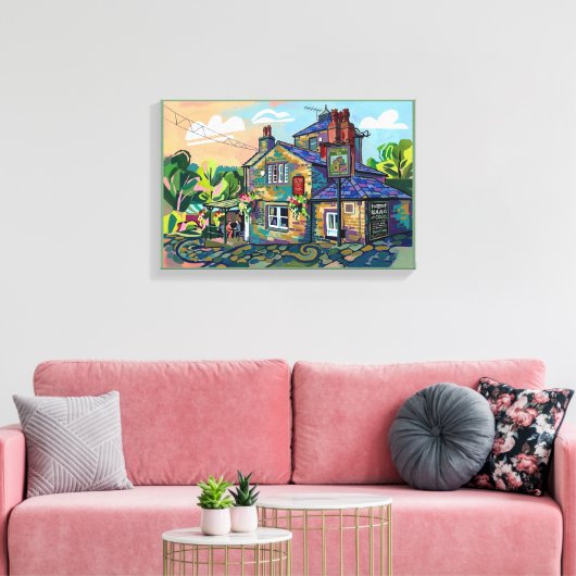 Puzzle Hall Inn, Sowerby Bridge Kunstprint Canvas Afdruk (Insitu (Woonkamer))