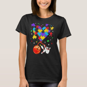 Puzzle Hart Bowling Autisme Bewustzijn Mannen Vrou T-shirt