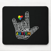 Puzzle Heart ASL Love Sign Language hand Autisme A Muismat (Voorkant)
