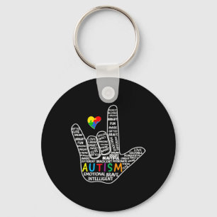 Puzzle Heart ASL Love Sign Language hand Autisme A Sleutelhanger