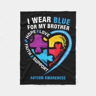Puzzle Heart I Draag Blue for My Brother Autism Aw Fleece Deken