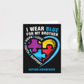 Puzzle Heart I Draag Blue for My Brother Autism Aw Kaart (Voorkant)