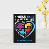 Puzzle Heart I Draag Blue for My Brother Autism Aw Kaart (Gele Bloem)