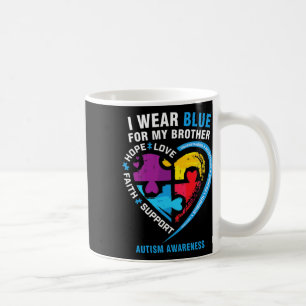 Puzzle Heart I Draag Blue for My Brother Autism Aw Koffiemok