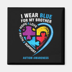 Puzzle Heart I Draag Blue for My Brother Autism Aw Magneet