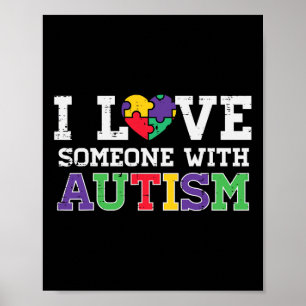 Puzzle Heart I Love Iemand with Autism Awareness Poster