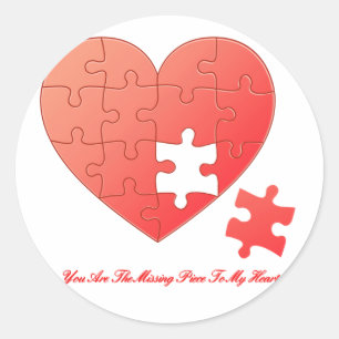 Puzzle Heart met artikel en citaat Ronde Sticker