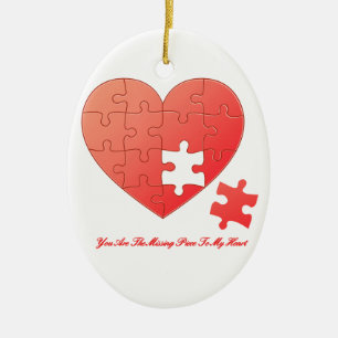 Puzzle Heart met ontbrekend stuk Keramisch Ornament