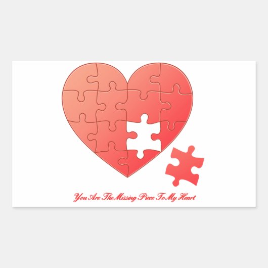 Puzzle Heart met ontbrekend stuk Rechthoekige Sticker (Voorkant)